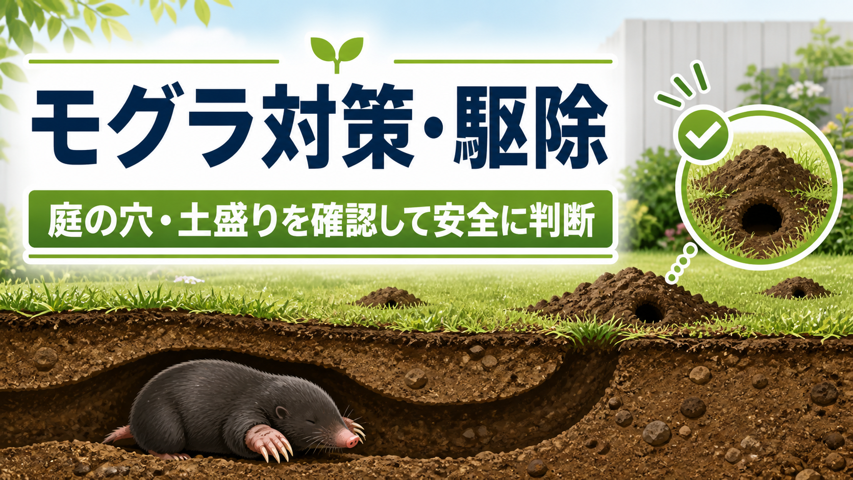 モグラ対策・駆除はどうする？庭の穴と土盛りを確認して相談する目安