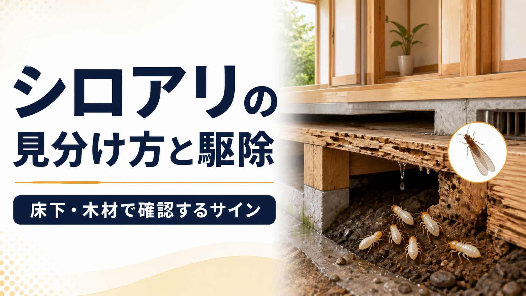 シロアリの見分け方と駆除｜床下・木材で確認するサイン
